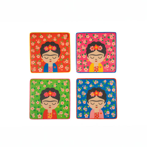 🌸 Posavasos Frida – Set de 4