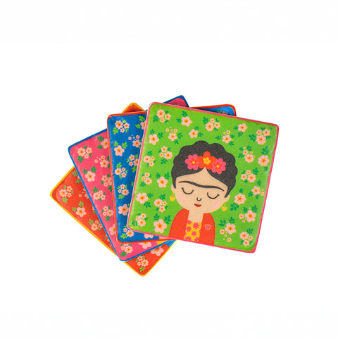 🌸 Posavasos Frida – Set de 4