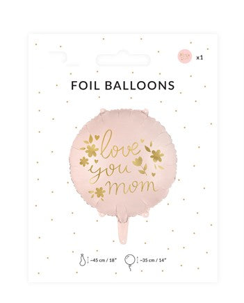 🎈 Globo de Foil “Love You Mom” Rosa – 45 cm