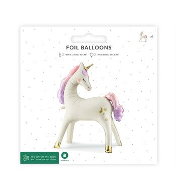 🦄 Globo de Foil Unicornio de Pie  – 95 x 86 cm