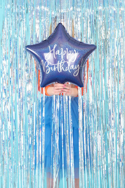 Globo azul estrella “Happy Birthday” de Foil. 40 cm