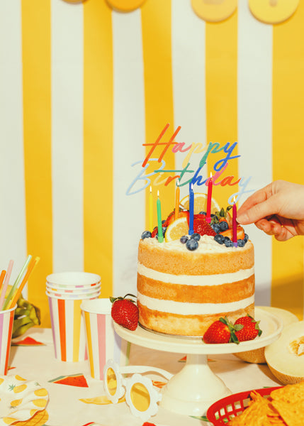 Topper acrílico “Happy Birthday” Multicolor para tarta.