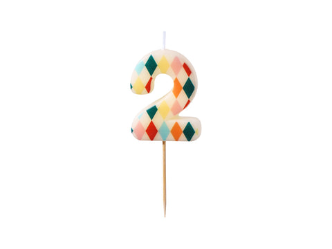 Vela de Cumpleaños Número con Rombos  (5,5 cm)