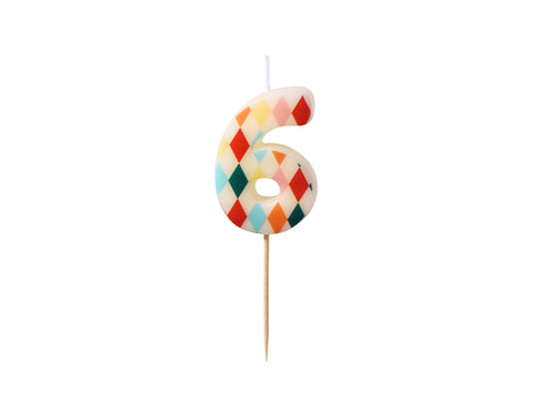 Vela de Cumpleaños Número con Rombos  (5,5 cm)