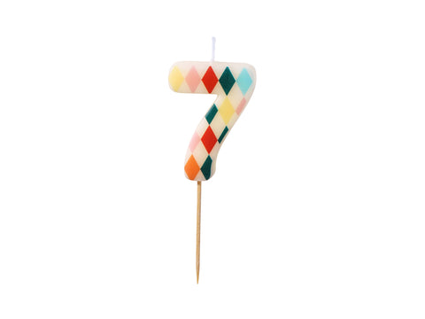 Vela de Cumpleaños Número con Rombos  (5,5 cm)