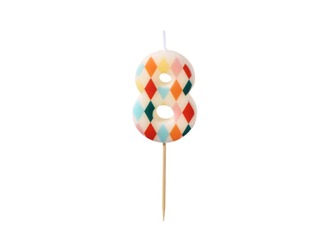 Vela de Cumpleaños Número con Rombos  (5,5 cm)