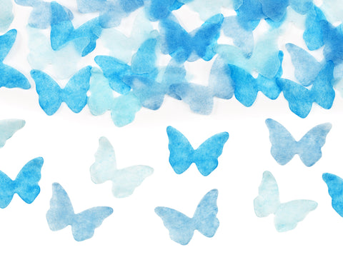 Cañón de confeti, mariposas azules, 20 cm